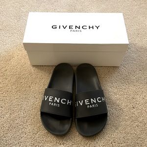 GIVENCHY Black Logo Slip-On Sandals (Size 40)